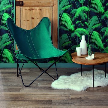 Fauteuil AA Butterfly structure noire - toile coton