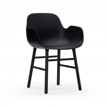 Fauteuil Form pieds bois laqué noir