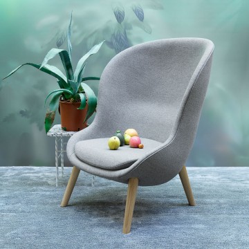 Fauteuil lounge Hyg High pieds bois