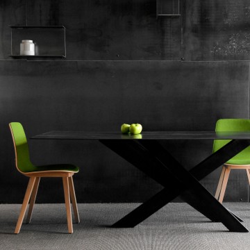 Table à dîner Flower 200x100xH.75cm Plateau acier