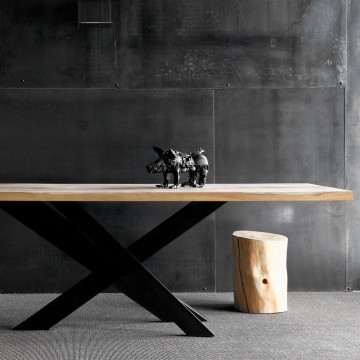 Table à dîner Flower 200x100xH.75cm Plateau bois