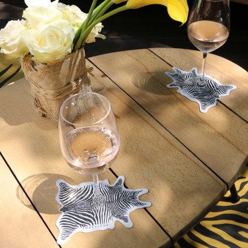 Dessous de verre peau de bête - Zèbre - Lot de 6 - "baba souk"