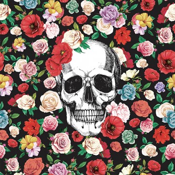 Lot de 6 dessous de verre - Skull Flower