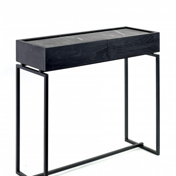 Console Drawer Nero 80x30cm Noir